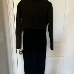 River Island Elegant Black and Green Long Sleeve Dress